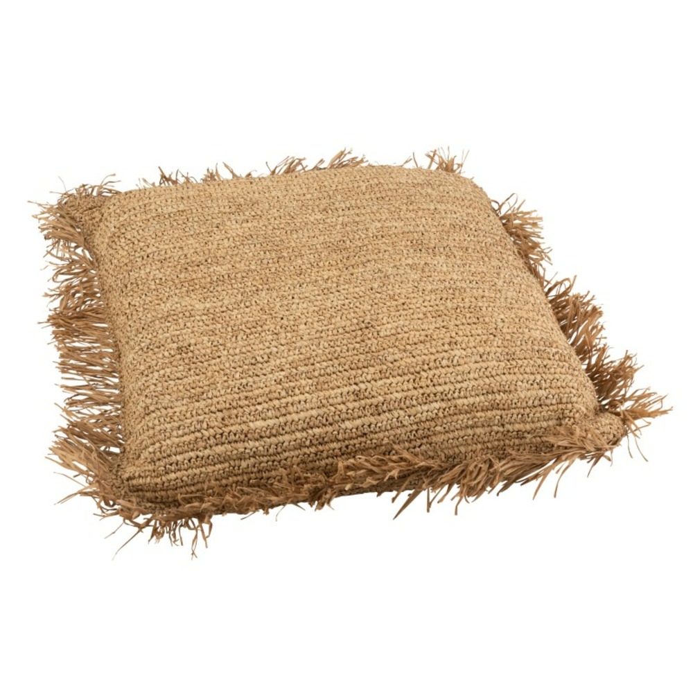 Coussin carré en raphia naturel 88x88 cm