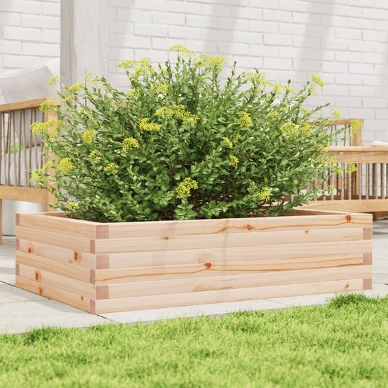 Jardinière potager rectangulaire bois massif naturel 90x60x23 cm