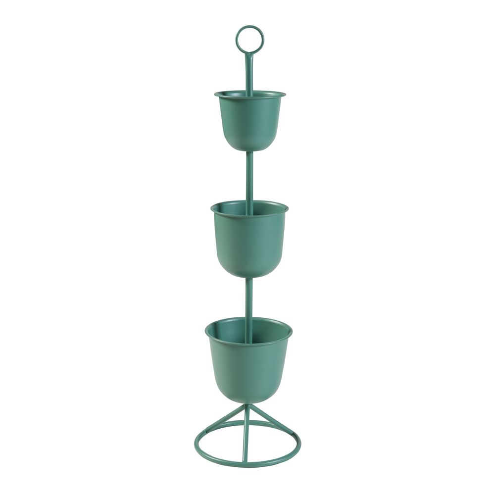 Porte-plantes style intemportel support 110 x 28 cm 3 cache-pots vert