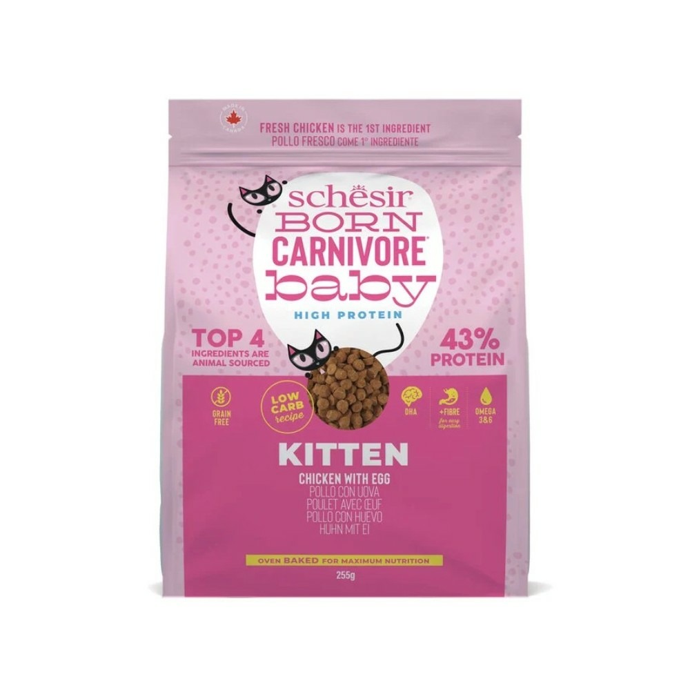 Croquettes chaton baby poulet et œuf - schesir born carnivore 255 g
