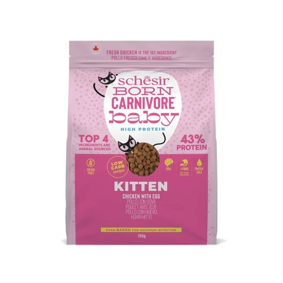 Croquettes chaton baby poulet et œuf - schesir born carnivore 255 g