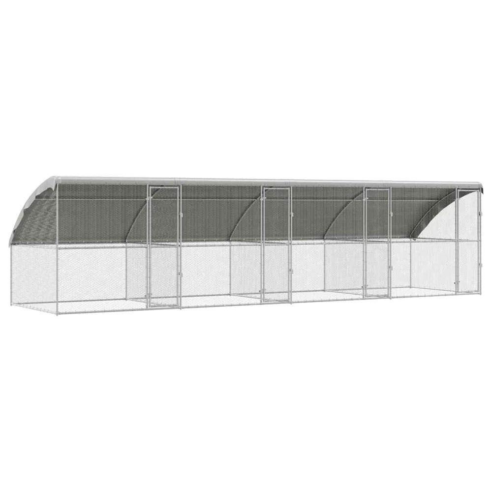Cage à poules avec 4 portes 4 pièces argenté 800x200x200cm
