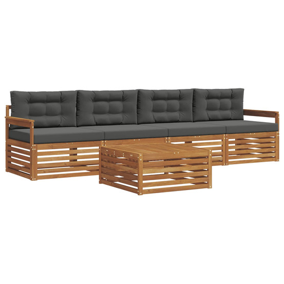 Ensemble de canapés d'extérieur 5 pcs naturel et anthracite