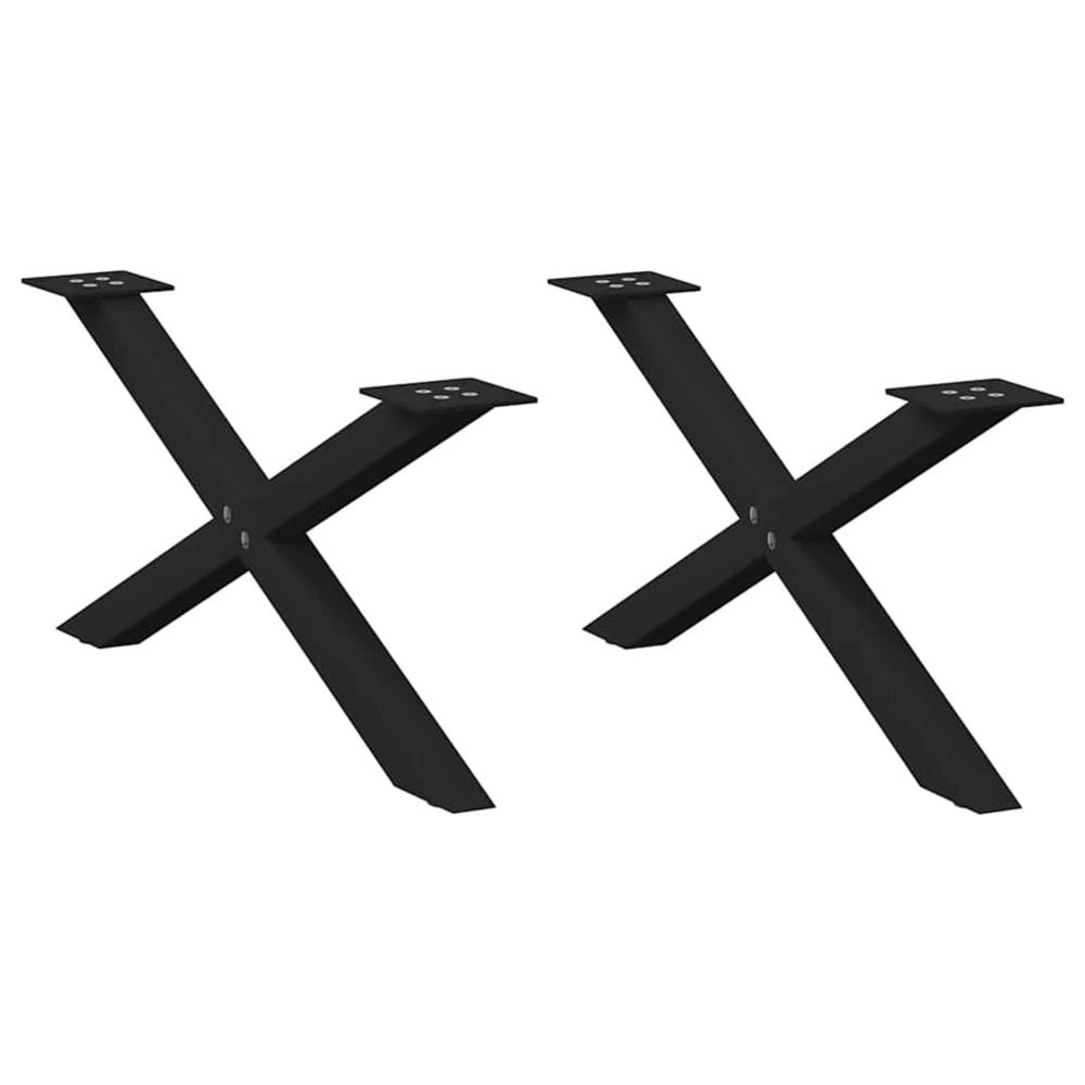 Pieds de table basse en forme de x, 2 pièces, noir, 70 x (30-31) cm, acier