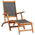 Chaise longue d'extérieur bois d'acacia massif et textilene