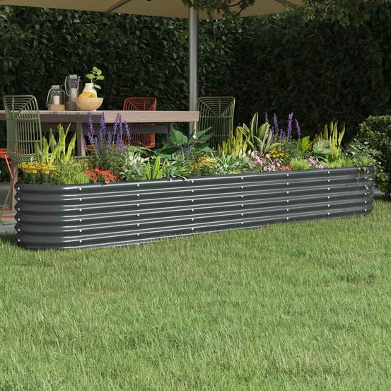 Jardinière surélevée acier potager jardin balcon anthracite 260x40x36 cm