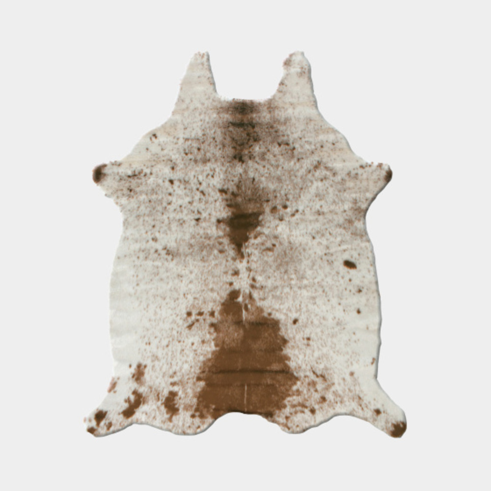 Tapis peau de bête - imitation vache tachetée claire - marron et blanc - 140 x 170 cm