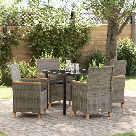 Ensemble de salle à manger pour jardin 5 pcs gris polyrotin