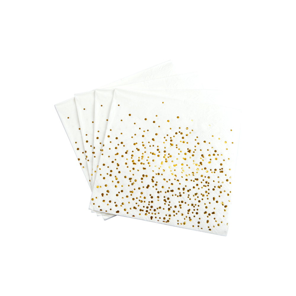 20 serviettes en papier 33 x 33 cm confettis or