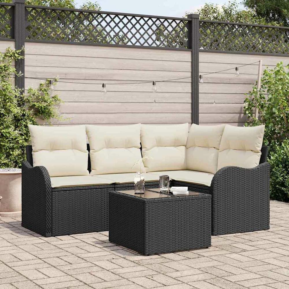 Ensemble de canapé de jardin 5 pcs marron polyrotin