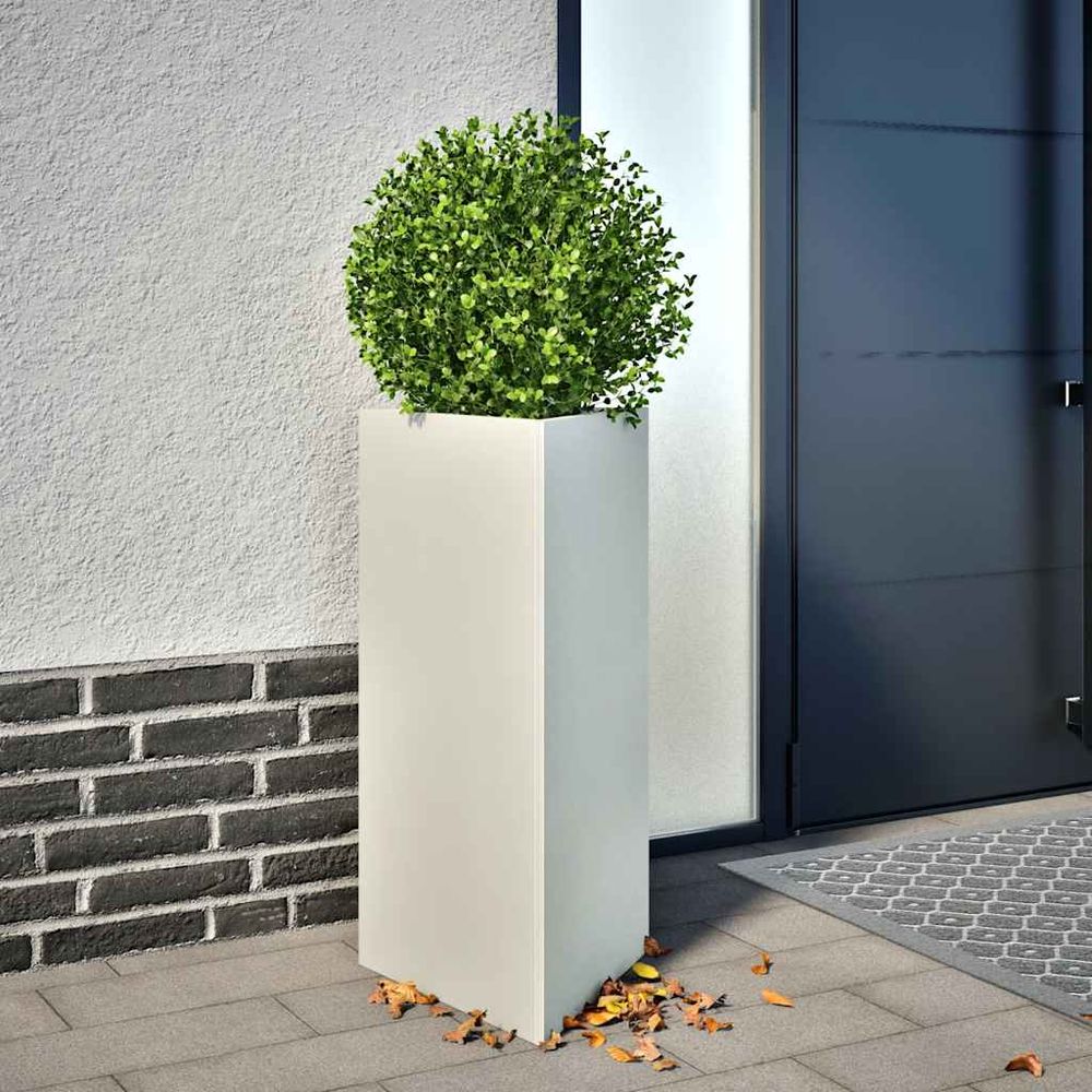 Jardinière triangulaire en acier pour jardin balcon 70cm blanc