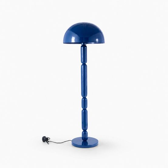 Romy-lampadaire en bois et métal bleu foncé