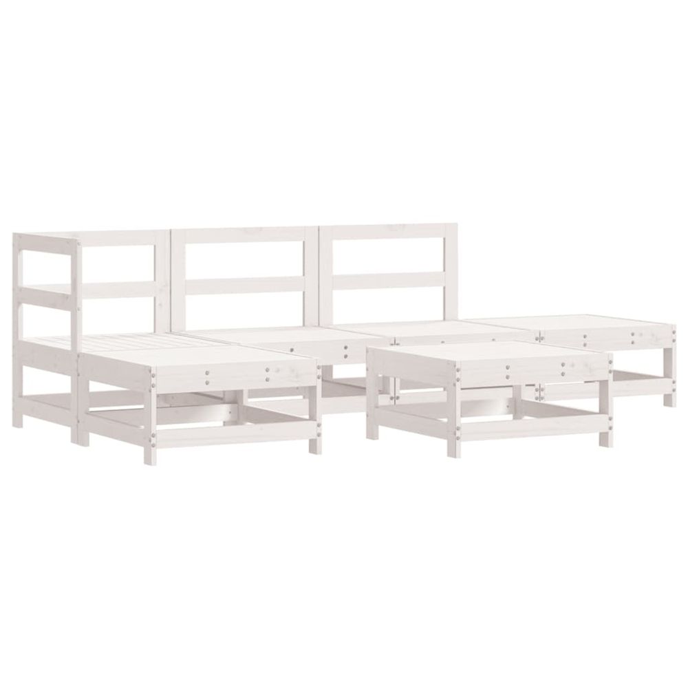 Salon de jardin 6 pcs blanc bois de pin massif