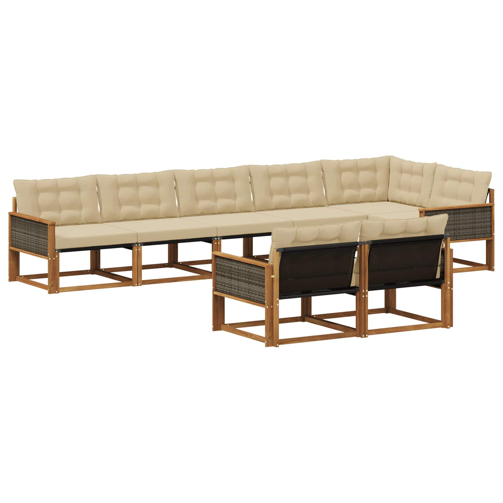 Ensemble de canapés d'extérieur 8 pcs naturel et beige