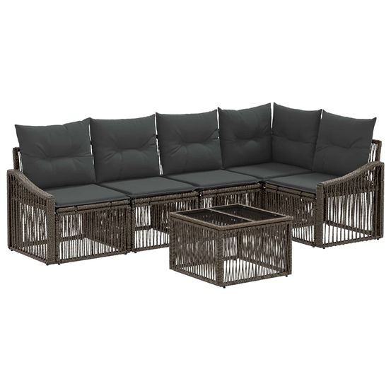 Ensemble de canapé de jardin 6 pc gris polyrotin