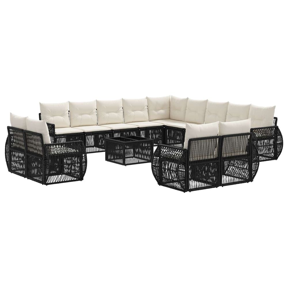 Ensemble de canapé de jardin 14 pc noir et blanc crème