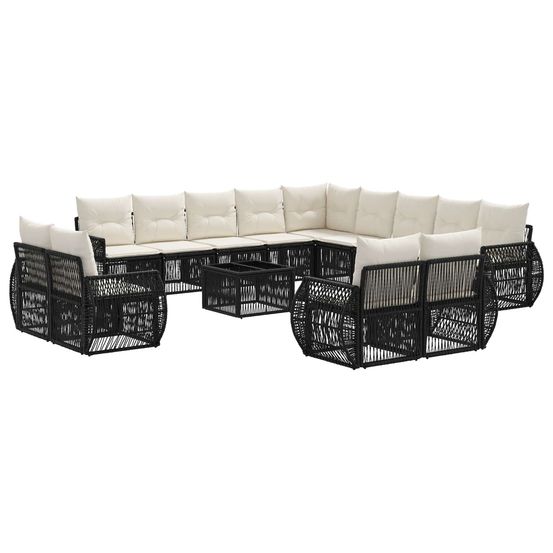 Ensemble de canapé de jardin 14 pc noir et blanc crème