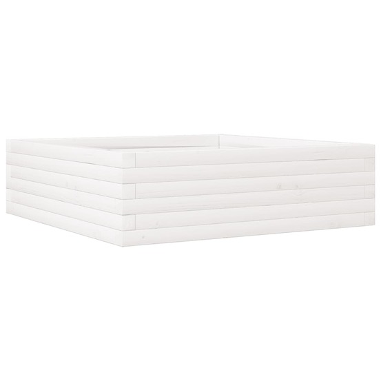 Jardinière bac lit surélevé plantes fleurs terrasse jardin 80 x 80 x 23 cm bois de pin massif blanc