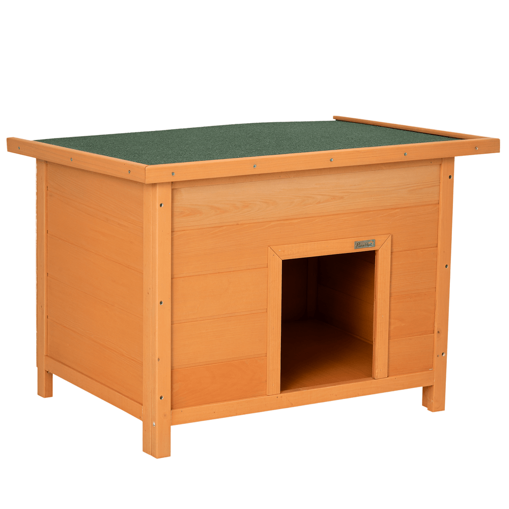 Niche chien extérieur bois sapin sur pied toit bitumé ouvrant 85x58x58cm marron