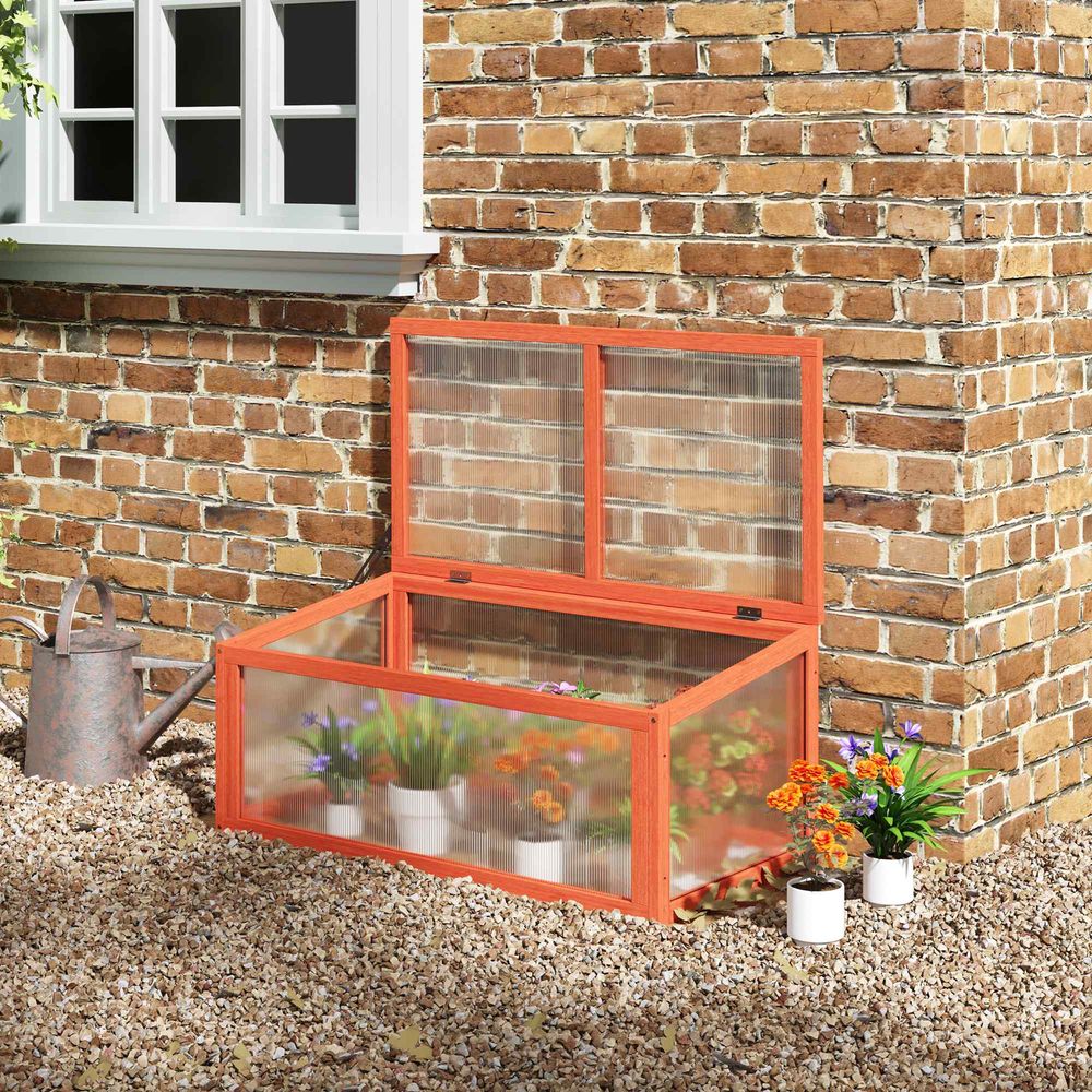 Serre châssis bois sapin et polycarbonate pour semis et plantes 90x46x40cm - comfortxl outdoor living