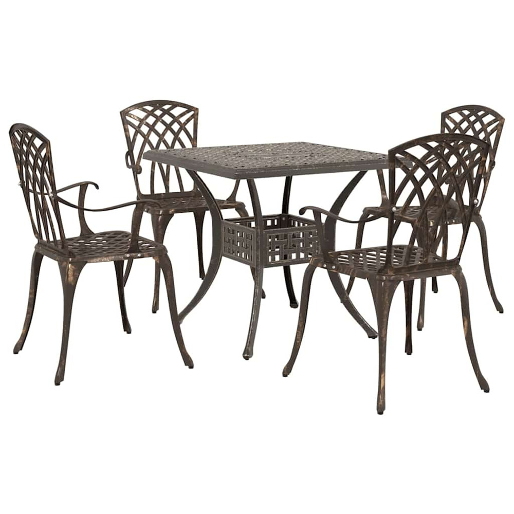 Ensemble de tables de jardin 5 pcs bronze aluminium coulé