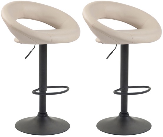 Lot de 2 tabourets de bar olinda simili cuir noir