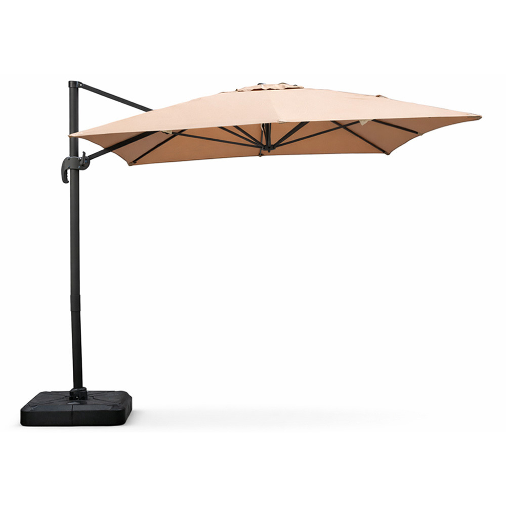 Cesare - parasol rectangulaire 3x4m déporté rotatif taupe en aluminium