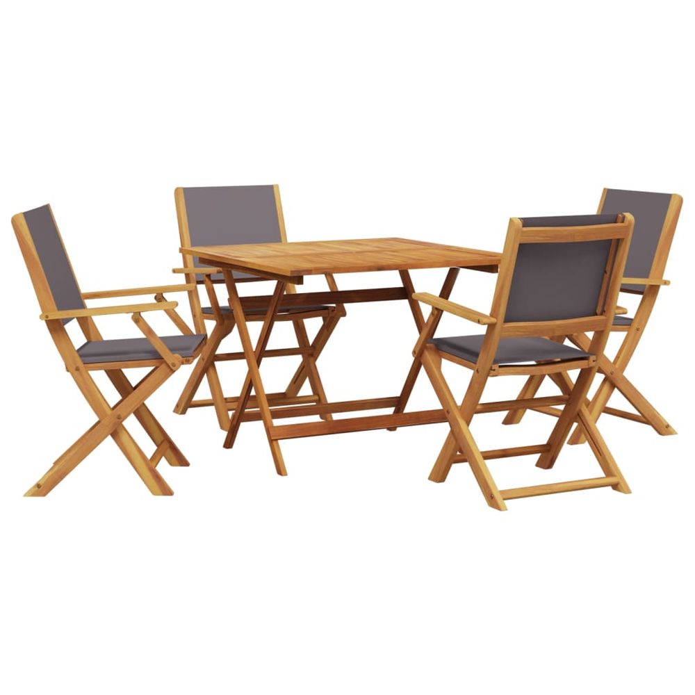 Ensemble à manger de jardin 5 pcs anthracite tissu bois massif