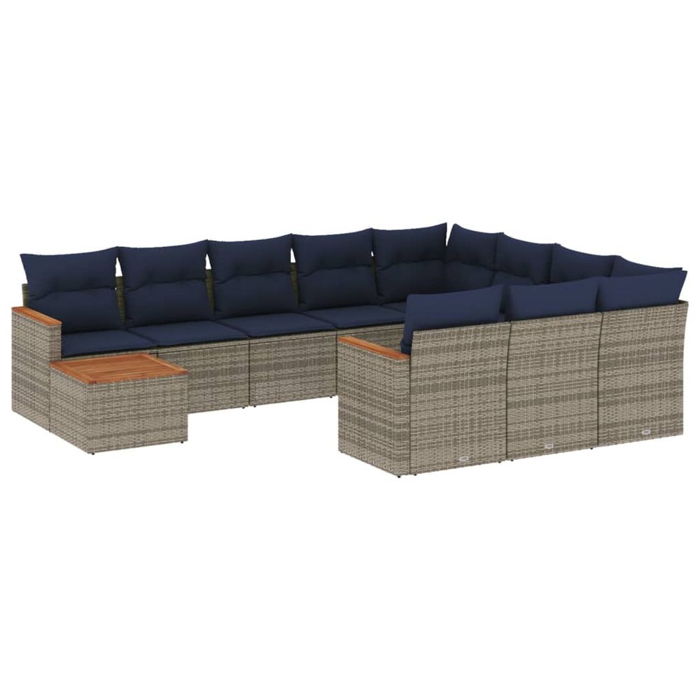 Ensemble de canapé de jardin 11 pcs avec coussins gris