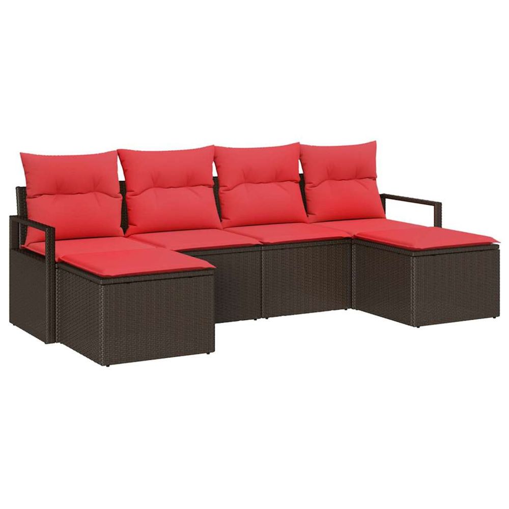 Ensemble de canapés 6 pc marron et rouge polyrotin