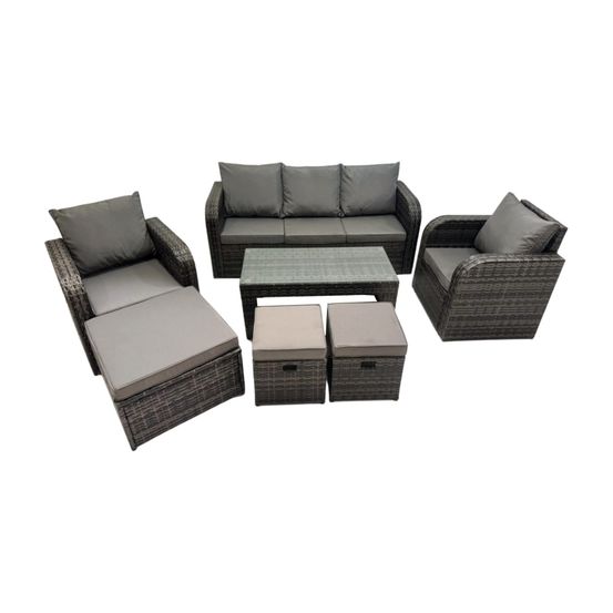8 places salon de jardin avec table basse rectangulaire 3 tabourets outdoor rattan set