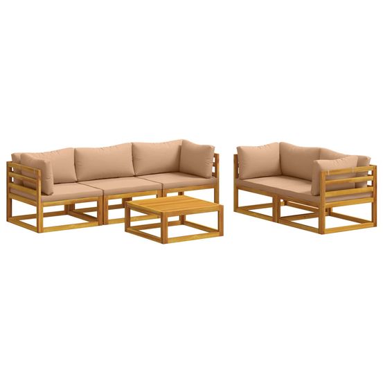 Ensemble de canapés 6 pc naturel bois d'acacia massif