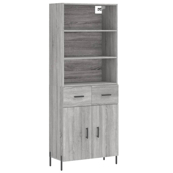 Buffet haut sonoma gris 69,5x34x180 cm bois d'ingénierie