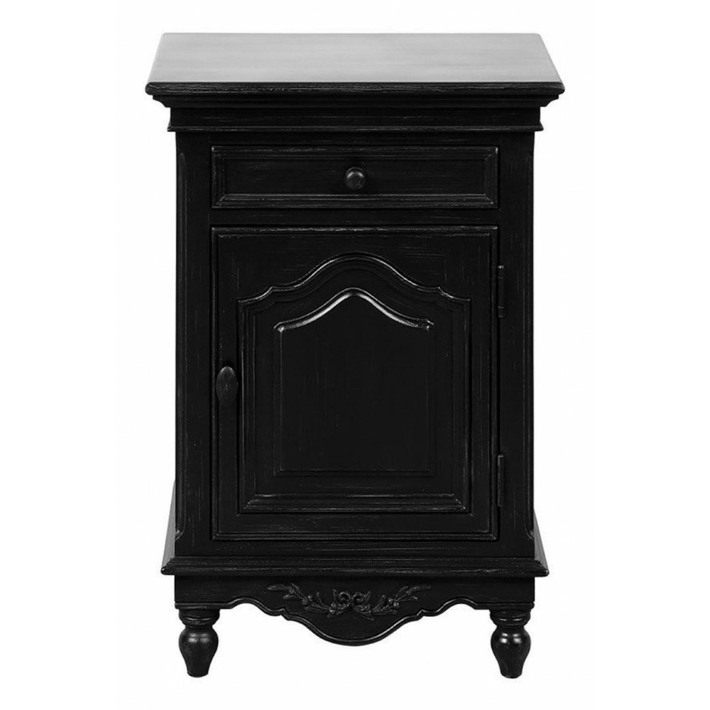 Table de chevet 1 porte mdf noir - romance interior's