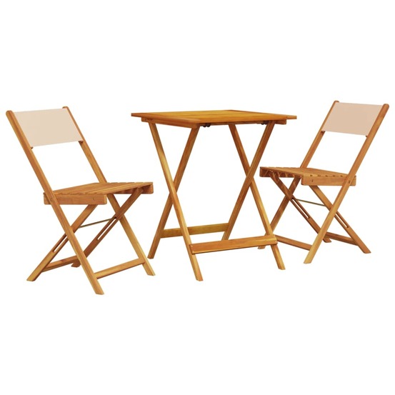 Ensemble de bistro 3 pcs beige tissu et bois massif