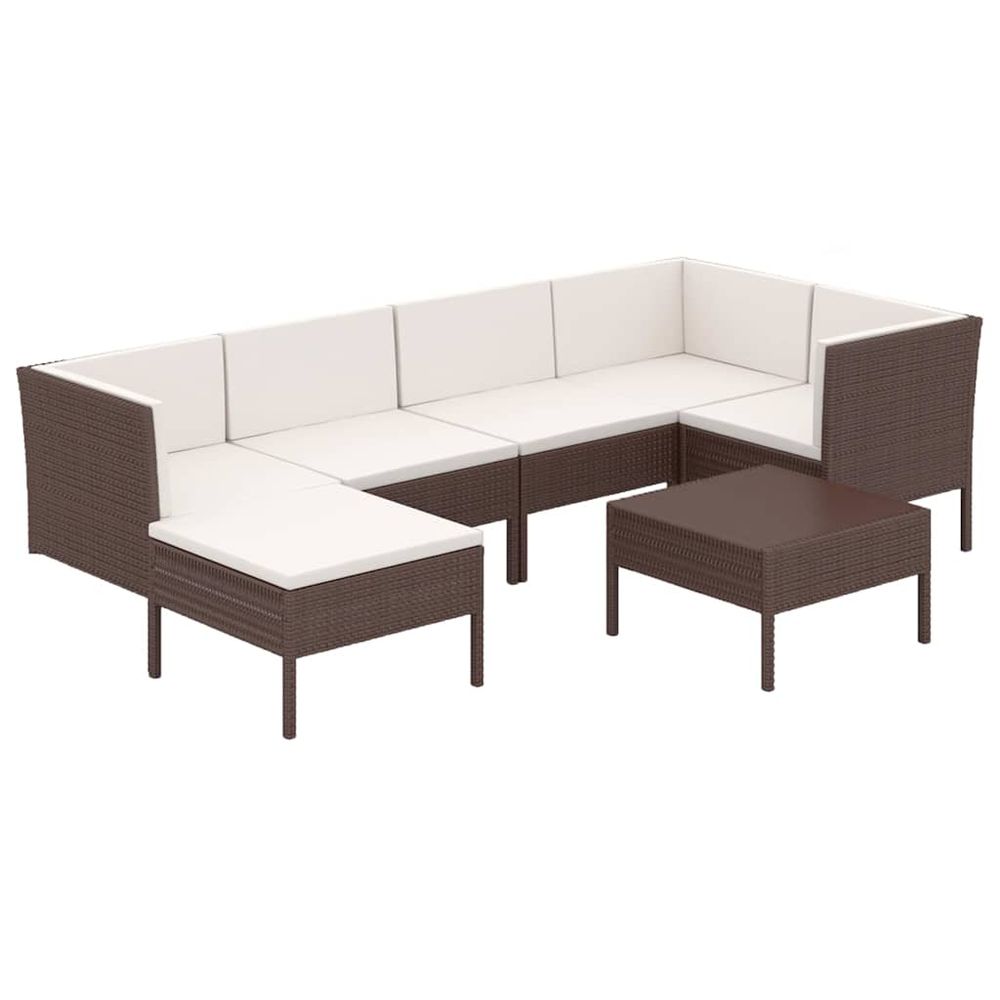 Salon de jardin 7 pcs avec coussins résine tressée marron
