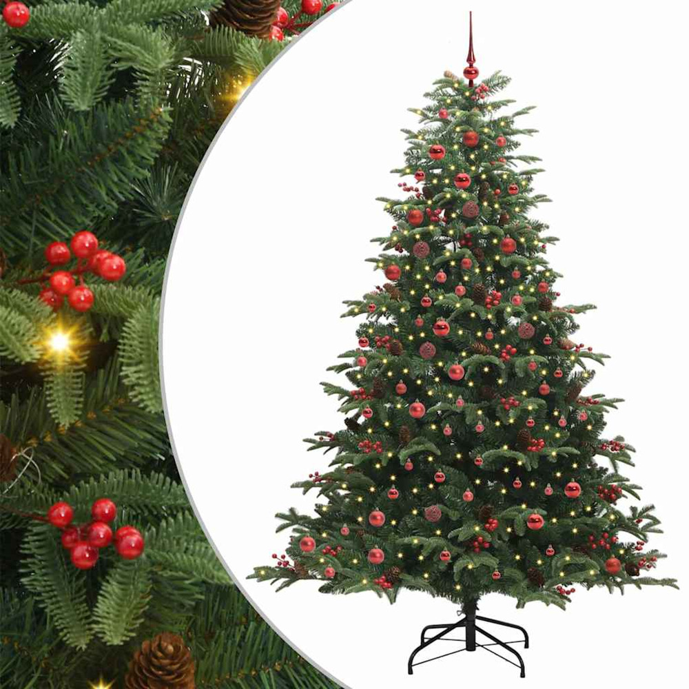 Sapin de noël artificiel vert 210 cm pvc, métal et plastique