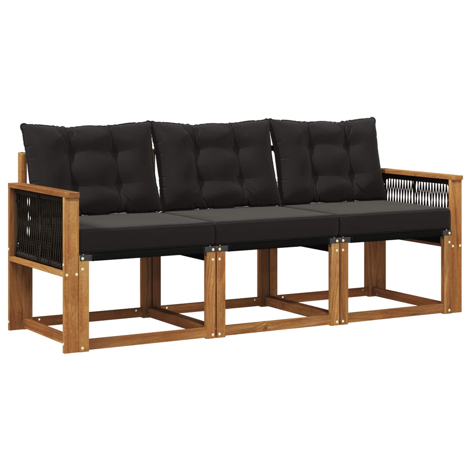 Ensemble de canapés d'extérieur 3 pcs naturel et noir