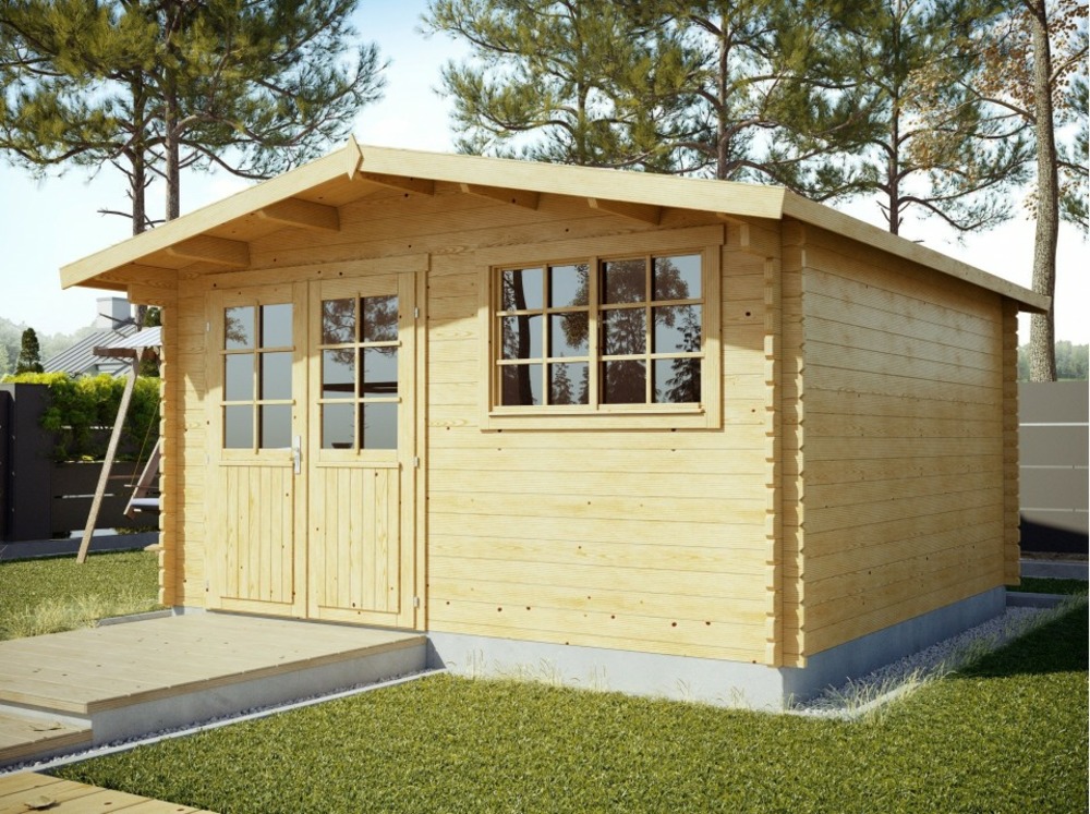 Chalet de jardin bois vigo 16m2 - epaisseur des madriers : 44mm - porte double - bois nordique de haute qualité - abri de jardin