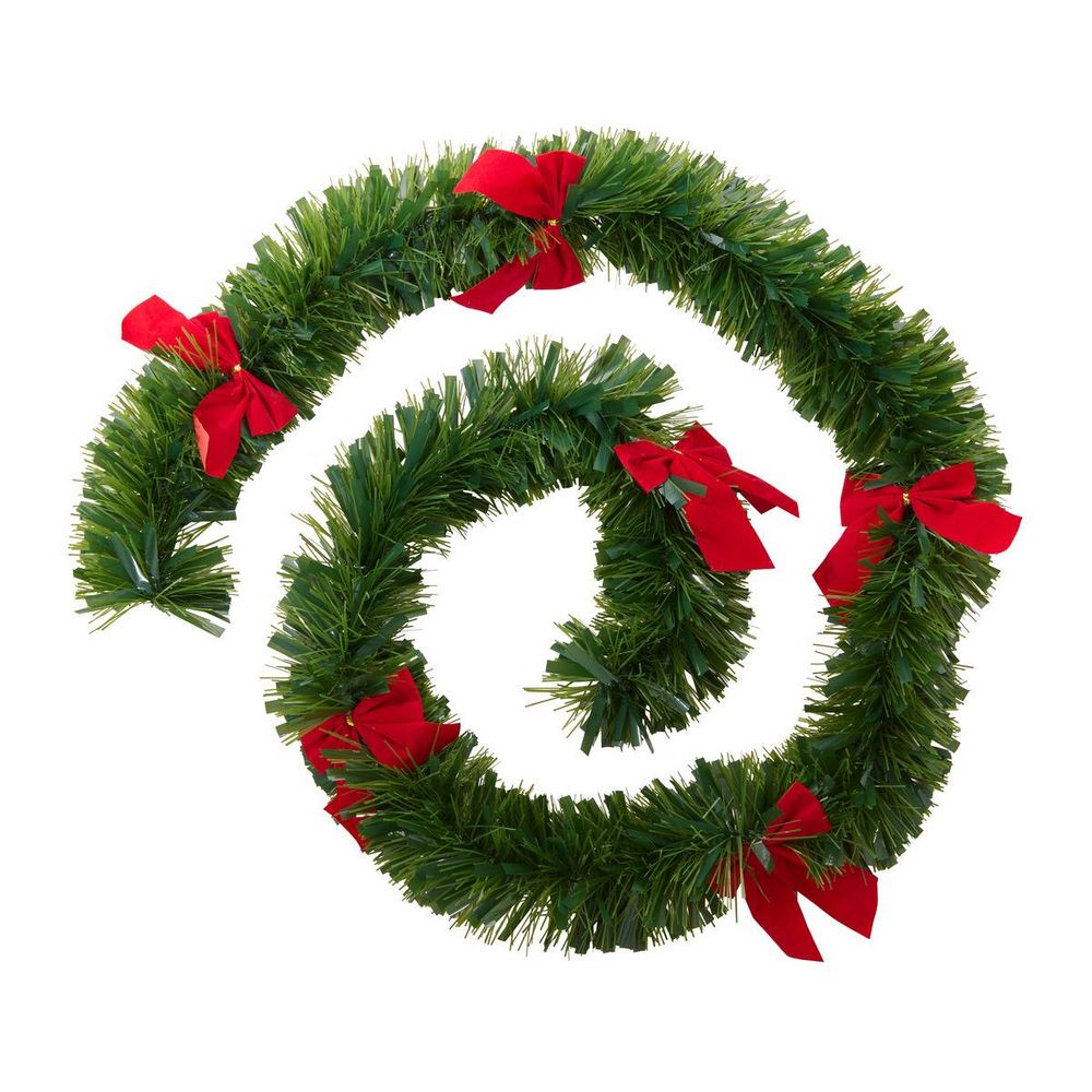 Guirlande de noël scintillante brins mixtes verte 110 x 7 x 2 m avec nœud rouge