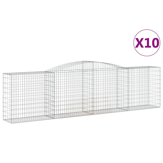 Paniers à gabions arqués 10 pcs 400x50x100/120 cm fer galvanisé