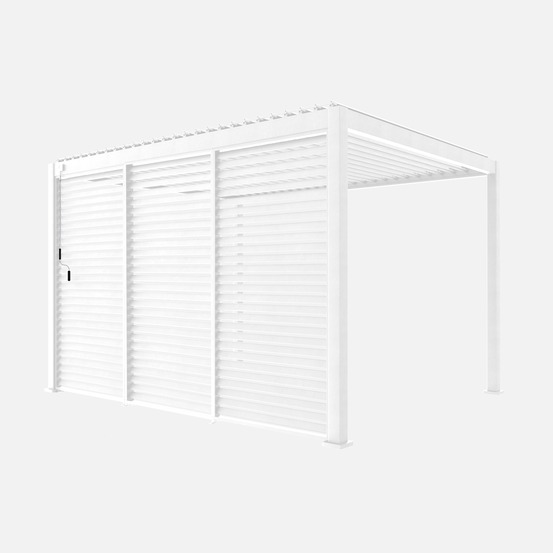 Pergola bioclimatique aluminium 4x3m + 3 persiennes 130cm triomphe