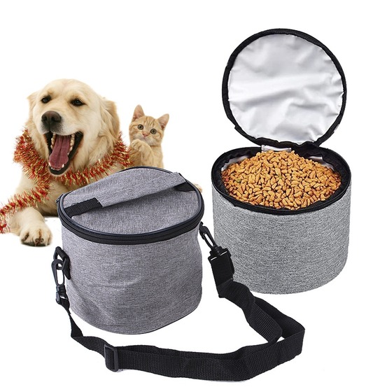 Récipient alimentaire de voyage , buster gris foncé pour chien