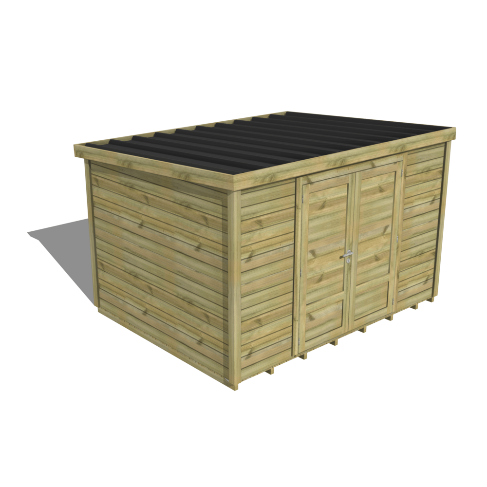 Abri de jardin bois pin traité autoclave 27mm - essentiel - 3,44x2,64m / 9m2 - bac acier - plancher bois