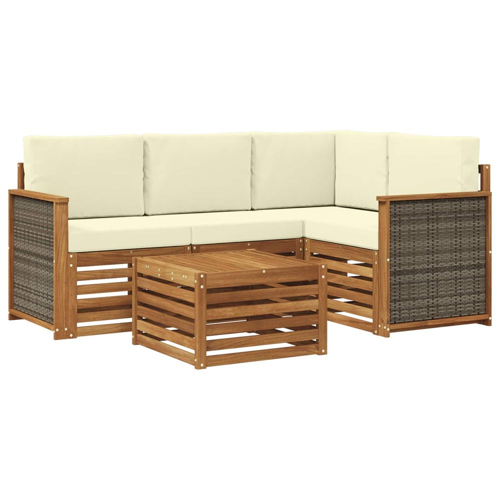 Ensemble de canapés d'extérieur 5 pc naturel et crème polyester