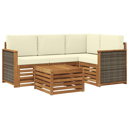 Ensemble de canapés d'extérieur 5 pc naturel et crème polyester