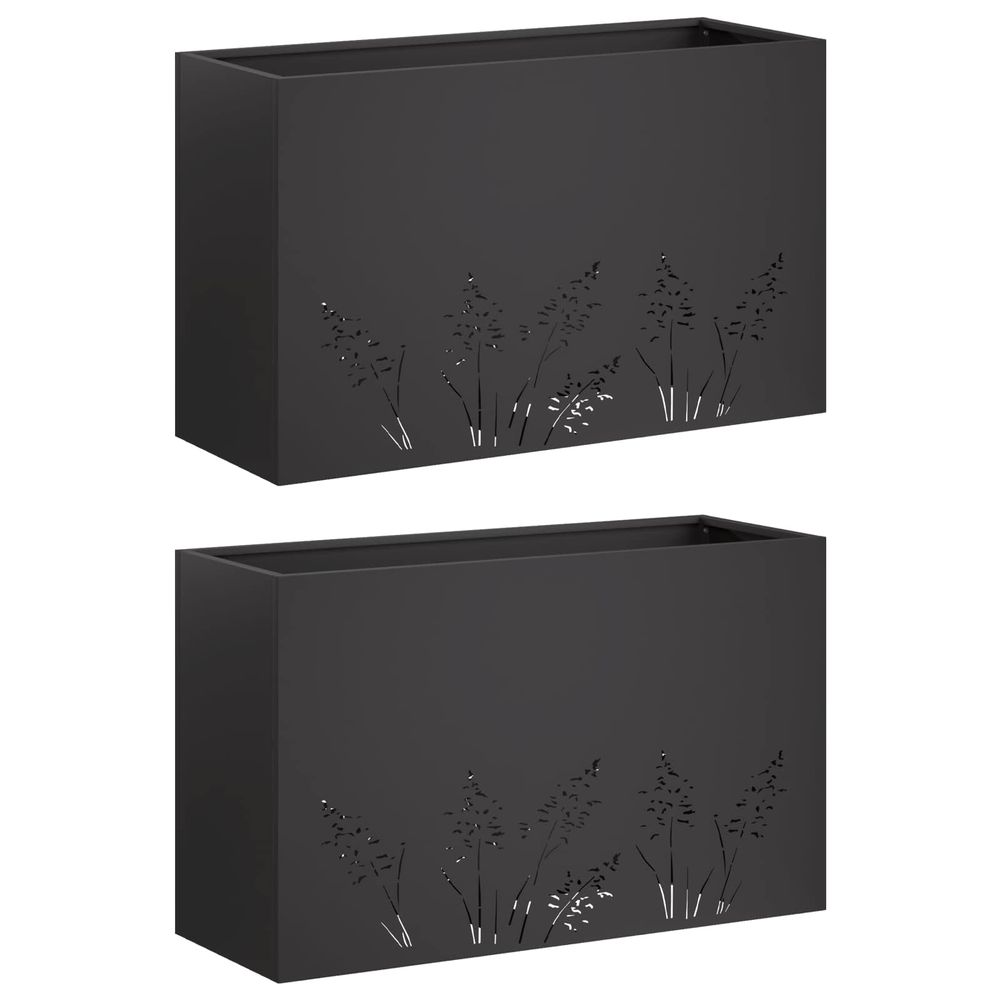 Cache-pot de jardin 2 pc noir 80 x 30 x 49 cm
