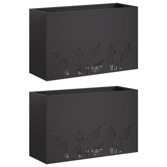 Cache-pot de jardin 2 pc noir 80 x 30 x 49 cm