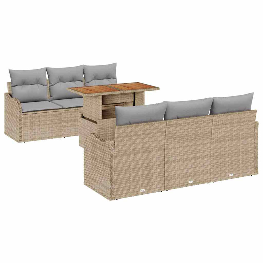Ensemble de canapé de jardin 7 pcs beige et gris clair