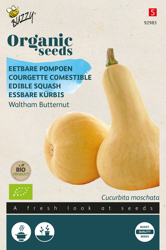 Buzzy organic courgette comestible waltham butternut (bio) - ca. 2 gr (livraison gratuite)